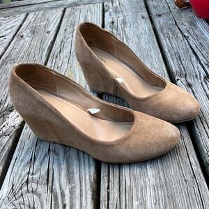 Tan Suede Wedge Heels